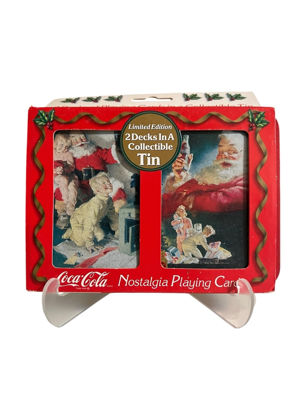 Coca Cola Nostalgia Playing Cards Set of 2 Tin Limited Edition Christmas Santa